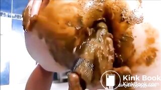 Girl shitting pissing and masturbating with dildo