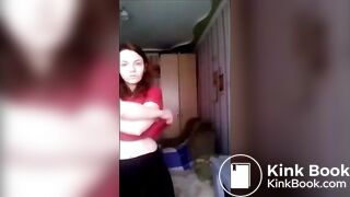 Cute girl stripping and shitting