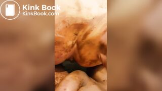 Shitting on cock then assfucked