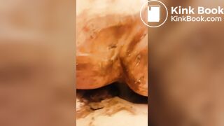 Shitting on cock then assfucked