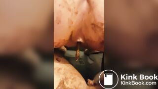 Shitting on cock then assfucked