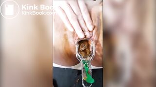 Shit in vagina through piss-filled speculum then fucked in