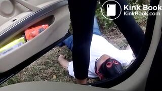 Hardcore Scat - German Girl Uses Toilet Slave by Side of Roa