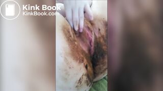 Very dirty girl shitting smearing and fingering