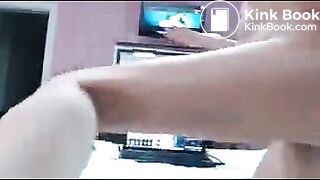 Girl masturbating asshole with dildo and shitting