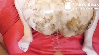 Pissing on Shit-covered horny MILF