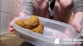 Skinny teen shit piss and collect everything