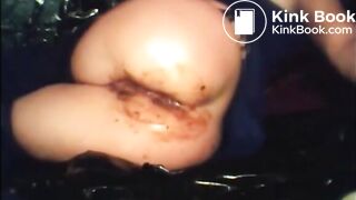 Girl shitting liquid and anal insertion