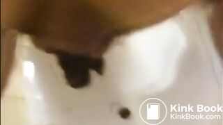 Very hairy woman shit and piss in the toilet