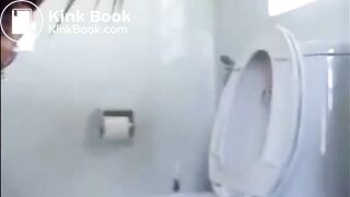 Girl shitting diarrhea in the toilet