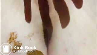 A nice asshole view of a shitting girl
