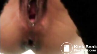 Woman shit and piss in a farm toilet closeup