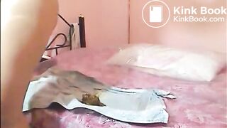 Asian milf masturbating hard with dildo shitting and squirting