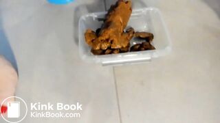 Slim blonde poops hard rocks