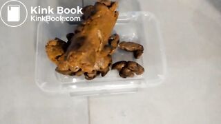 Slim blonde poops hard rocks