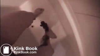 Asian milf shitting diarrhea on her legs satanding up
