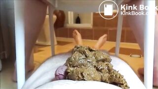 Mistress shitting on her slave and him jerking off