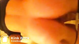 Brunette with tanga shitting on the floor