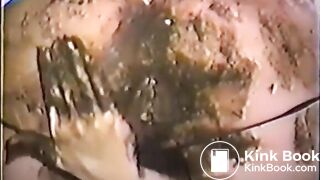 Girl anal masturbation with dildo and shit