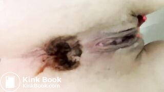 Blonde babe's big messy poop