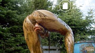 Lyndra Lynn cooling off with cow shit