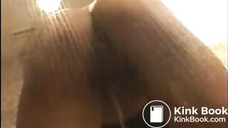 Ebony shit and piss standing in the shower