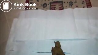 Ebony milf shitting doggystyle on the floor