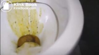 Girl is doing a big squirt of diarrhea