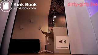 European girl playing with scat