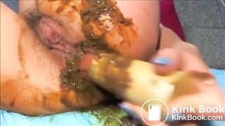 Prolapsed anus masturbation with shit and toy