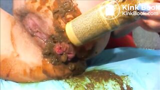 Prolapsed anus masturbation with shit and toy
