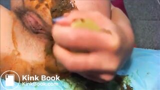 Prolapsed anus masturbation with shit and toy