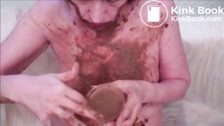 Woman eat her shit and piss