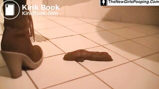 Girl tries to grab her long shit