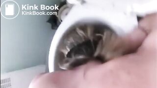 Woman eating shit from the toilet while fucked doggystyle