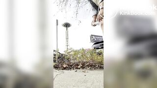 Girl peeing and shitting outside