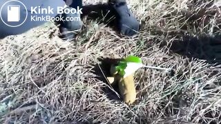 Girl shits in woods
