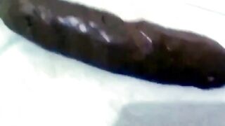 Ebony Girl Unloads A Thick Turd