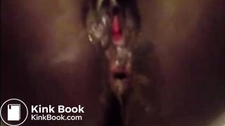 Ebony woman shit and piss closeup