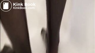 Girl playing with nylons piss and shit