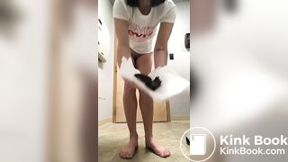 Cute Teen shits on the floor