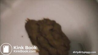 Girl shitting a lot close up in the toilet