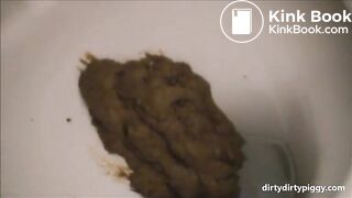 Girl shitting a lot close up in the toilet