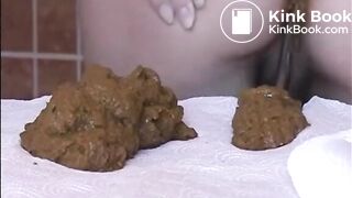 Sweet blonde girl shitting soft shit