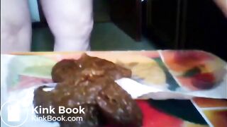 Fat ass hairy granny shitting closeup