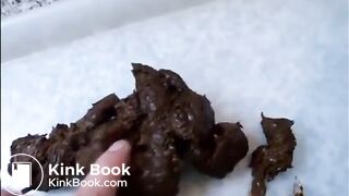 Girl shitting and smearing on feet