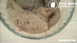 Girl shitting soft shit closeup