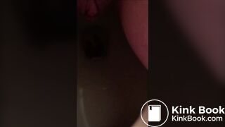 Blonde babe shit and piss in the toilet
