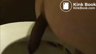 Skinny young girl takes a big shit in toilet
