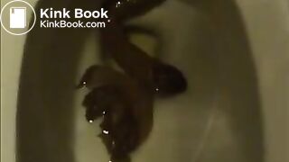 Skinny young girl takes a big shit in toilet